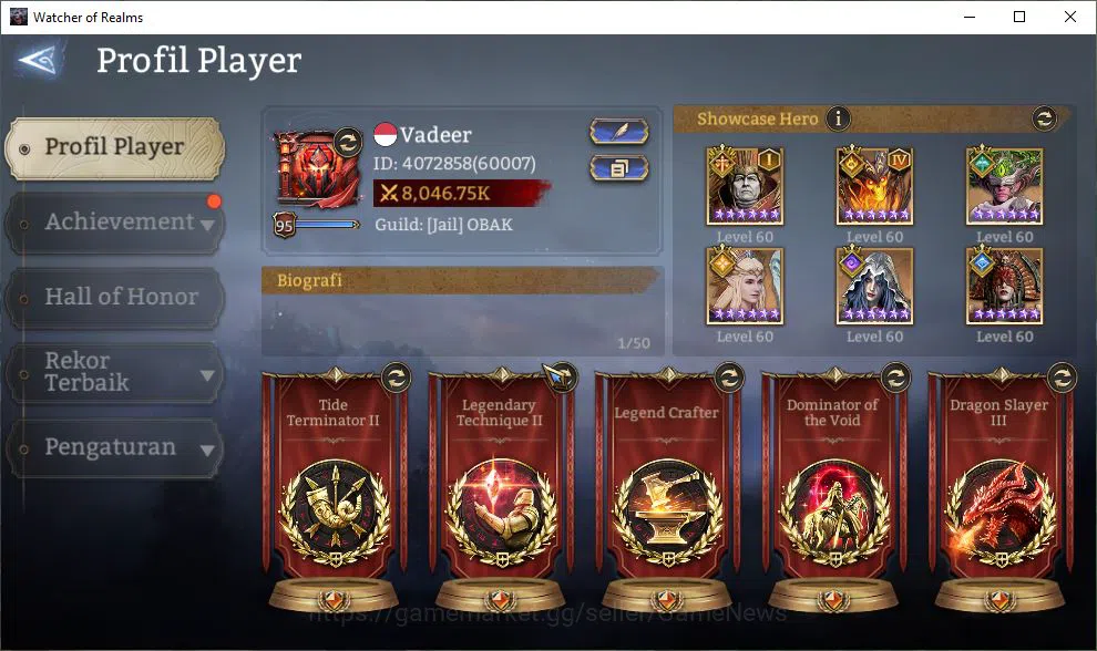Watcher of Realms Accounts Mid-Tier GLOBAL 60x|8M Power|12 Lord[PraetusA1,Iovar,Laya,Etc]|66 2