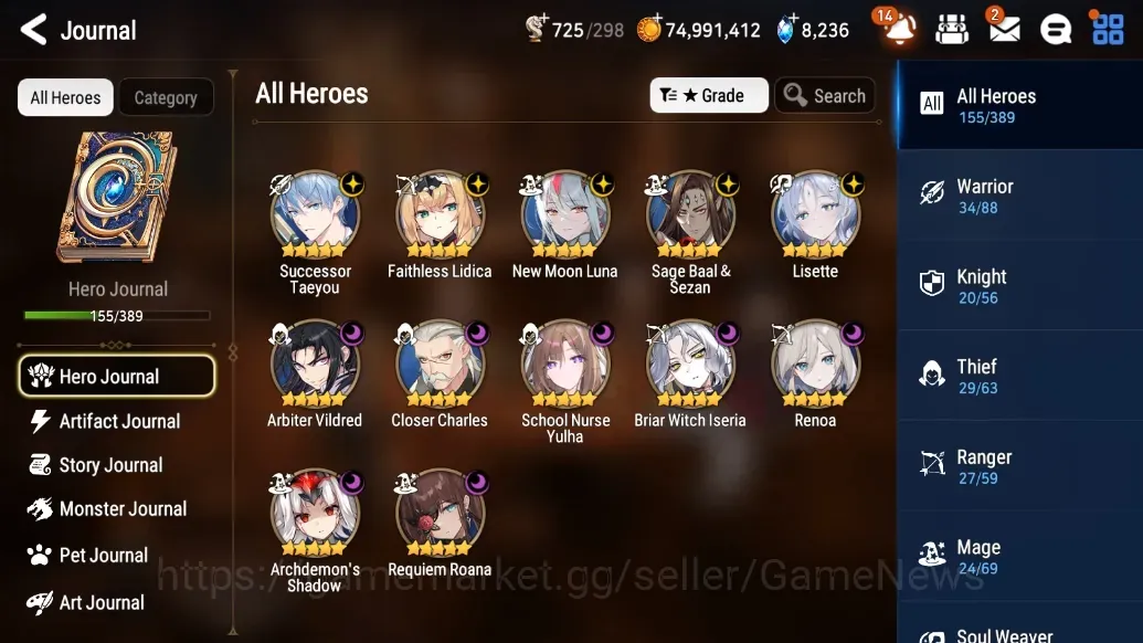 Epic Seven Accounts High-End GLOBAL UnVerif|NewEra| 12 ML (Lisette,SN Yulha,AB Vildred,NM Luna,etc)+UP Politis,A Ludwig,AS 1