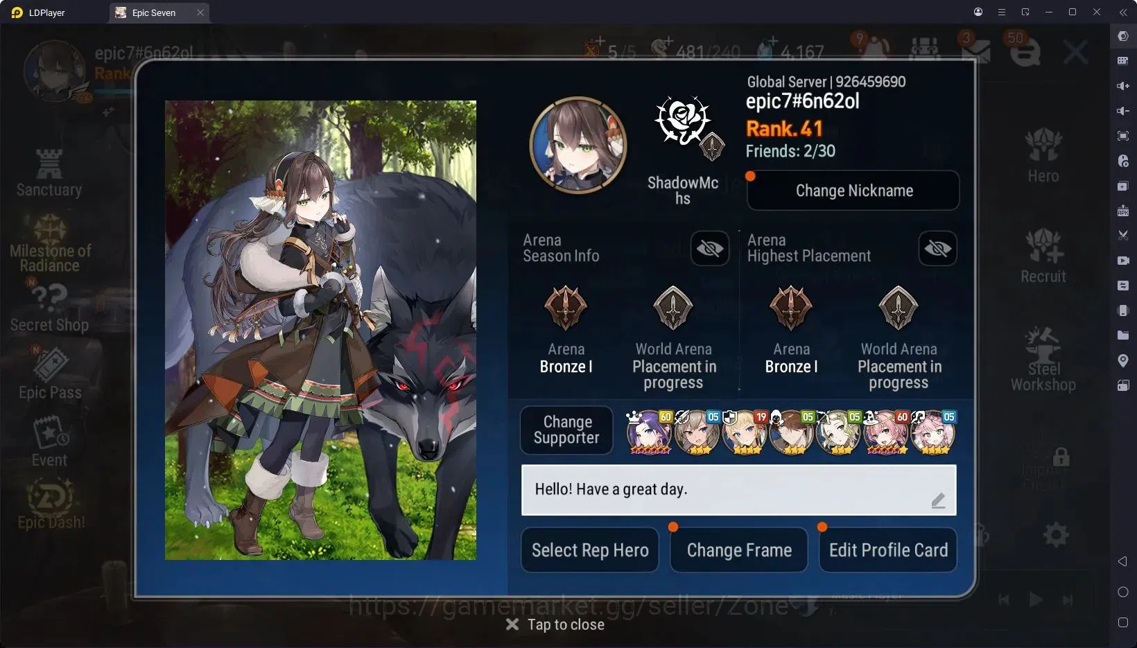 Epic Seven Accounts Starter Global unver|7ML starter fresh (SDDiene,ATywin, RoL, DPAria, FCecilia, Etc.)|PoH ON|560 MM, 30 17