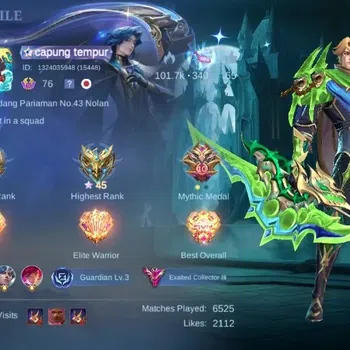 Mobile Legends: Bang Bang Accounts Collector Global|Skin 387|Exalted|Aspirant Chang'e+Guinevere,KOF Karina+Dyrroth,Sanrio