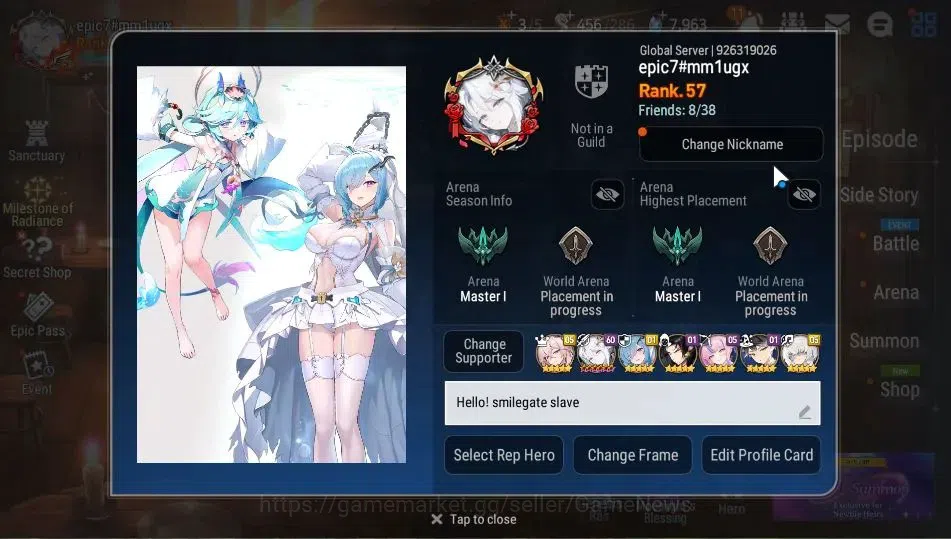 Epic Seven Accounts Starter GLOBAL|UnVerif|New Era|10 ML(Salome,BArunka,LOTScales,DB 2