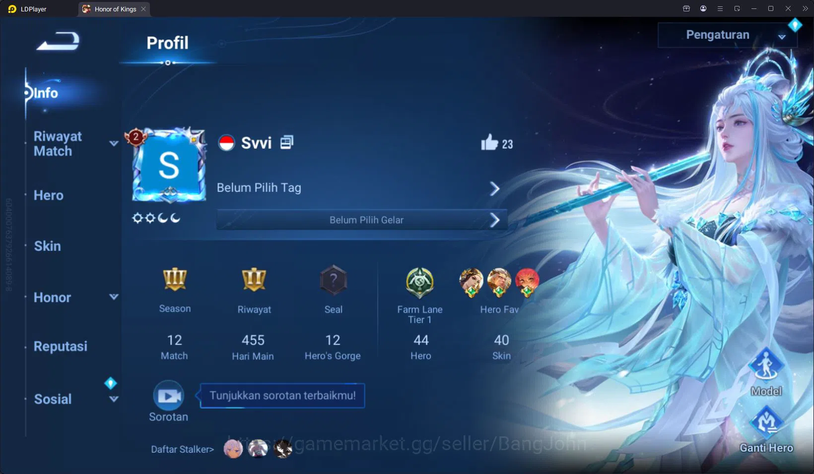 Honor of Kings Accounts HOK Global 44H 40S | KIC Luna | SXD Hou Yi | LGD C image 2