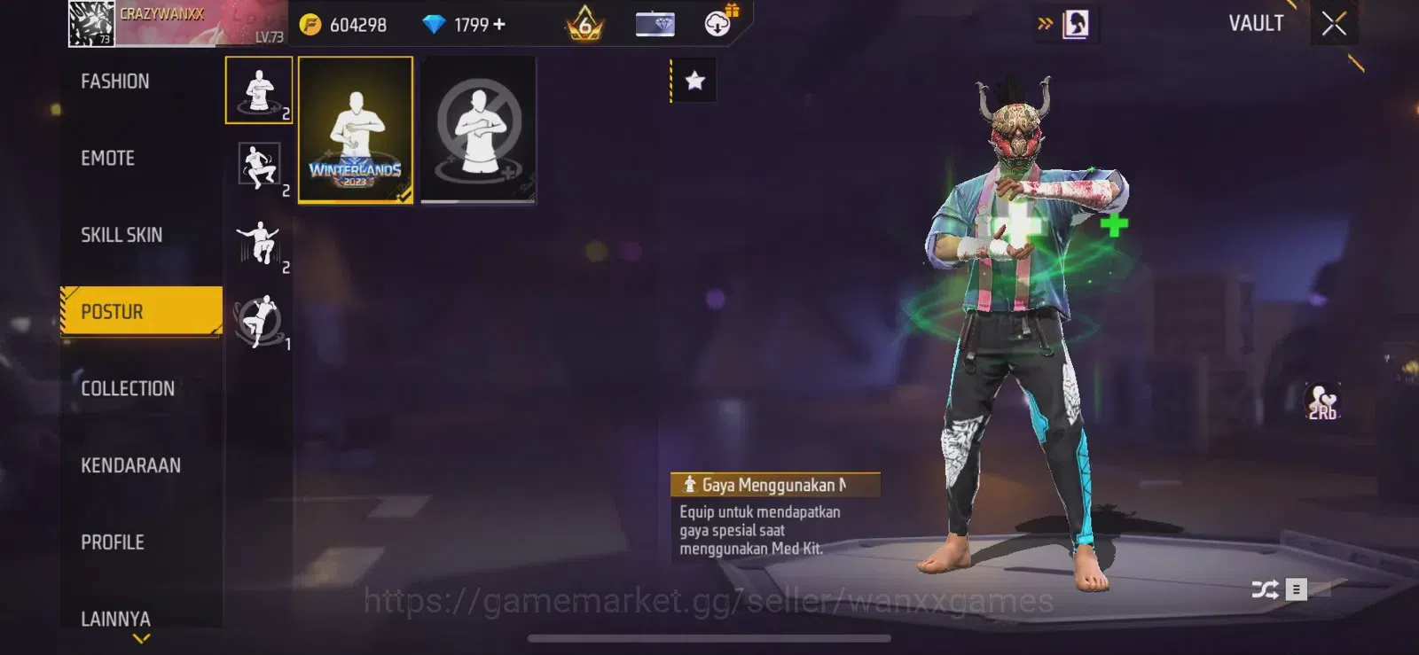 Free Fire Accounts Indonesia | LEVEL AKUN 73, ARTIFAK 5, MAKS 3, FASHION 722, S1, EMOTE LAMA 93, ANIMASI 6, TAS 162, SENJATA 11