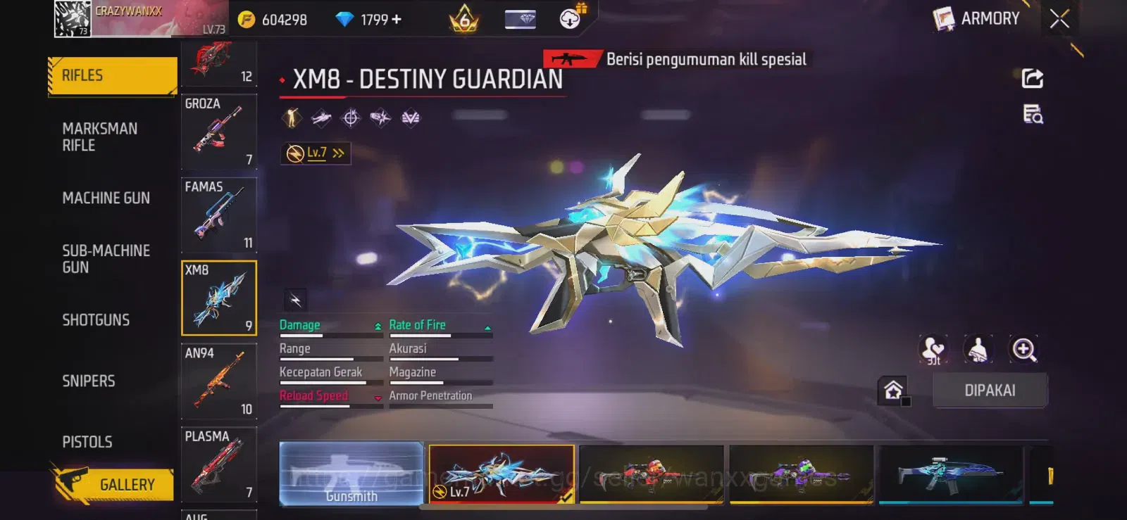 Free Fire Accounts Indonesia | LEVEL AKUN 73, ARTIFAK 5, MAKS 3, FASHION 722, S1, EMOTE LAMA 93, ANIMASI 6, TAS 162, SENJATA 14