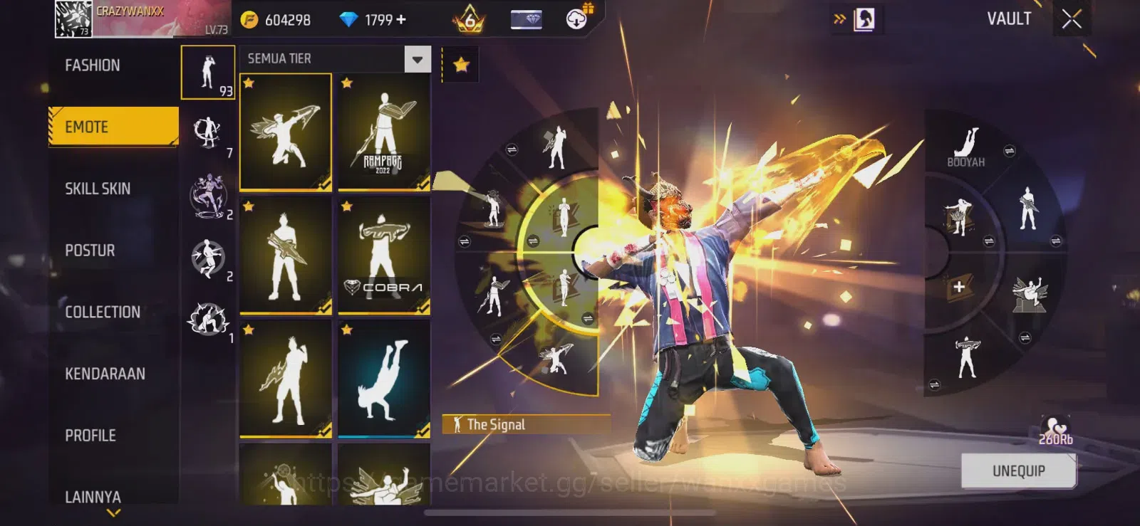Free Fire Accounts Indonesia | LEVEL AKUN 73, ARTIFAK 5, MAKS 3, FASHION 722, S1, EMOTE LAMA 93, ANIMASI 6, TAS 162, SENJATA 6