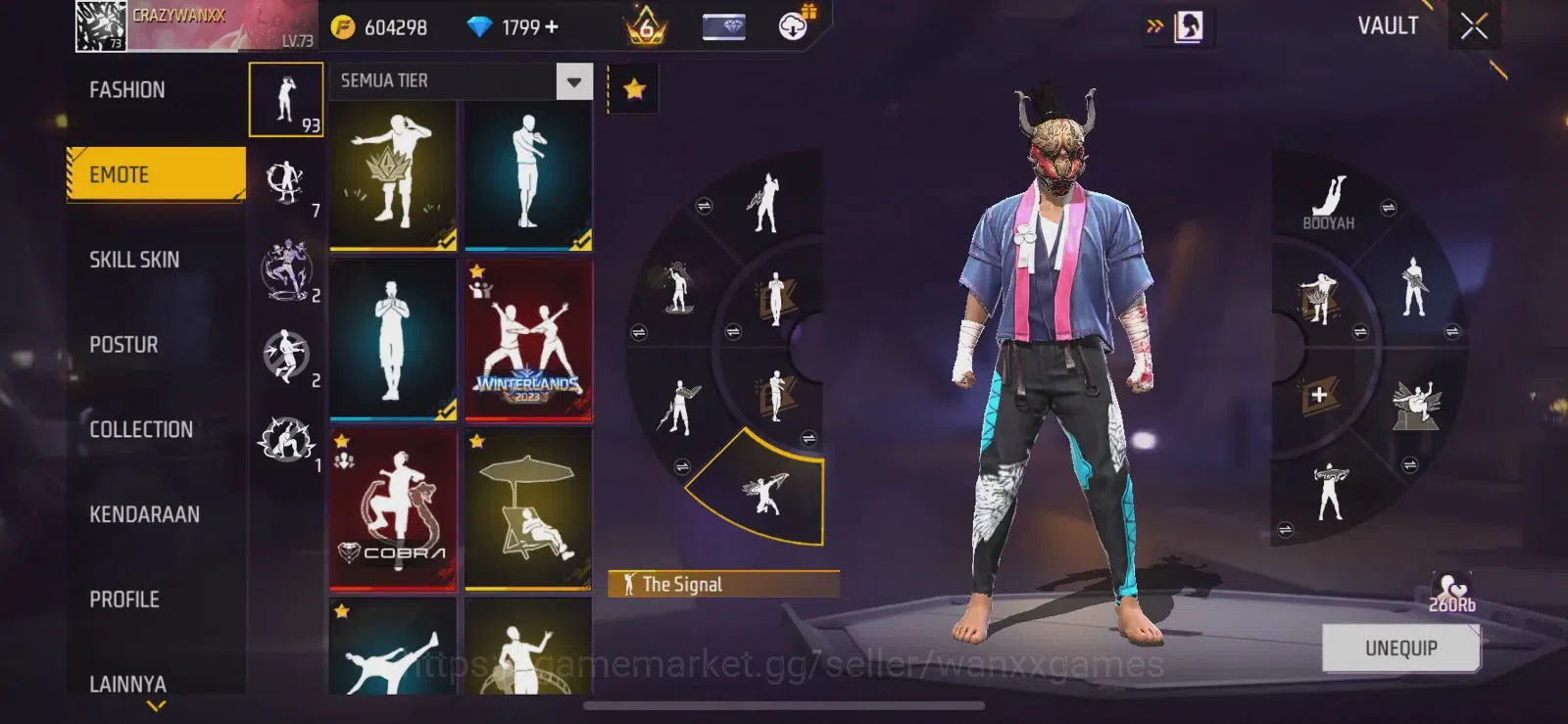 Free Fire Accounts Indonesia | LEVEL AKUN 73, ARTIFAK 5, MAKS 3, FASHION 722, S1, EMOTE LAMA 93, ANIMASI 6, TAS 162, SENJATA 7