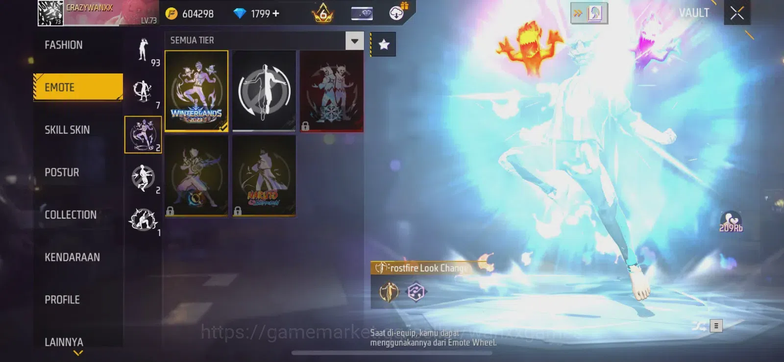 Free Fire Accounts Indonesia | LEVEL AKUN 73, ARTIFAK 5, MAKS 3, FASHION 722, S1, EMOTE LAMA 93, ANIMASI 6, TAS 162, SENJATA 9