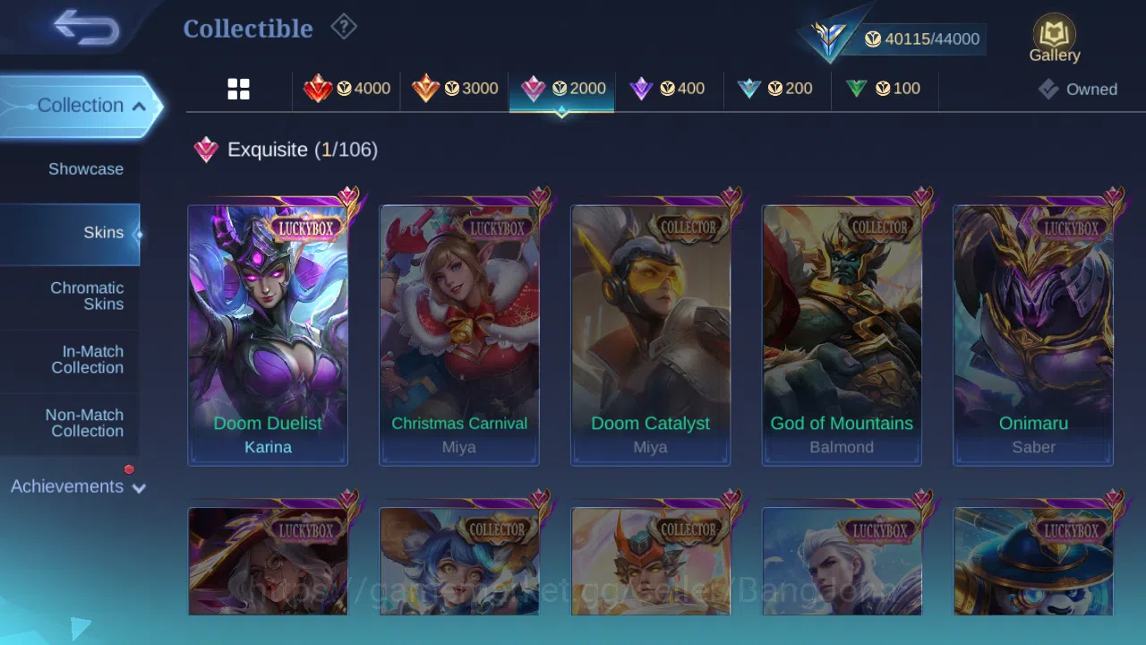 Mobile Legends: Bang Bang Accounts Others H 101 S 156|Prime Granger|KOF Karina|LB Alucard|9th Fanny|Spongebob 13