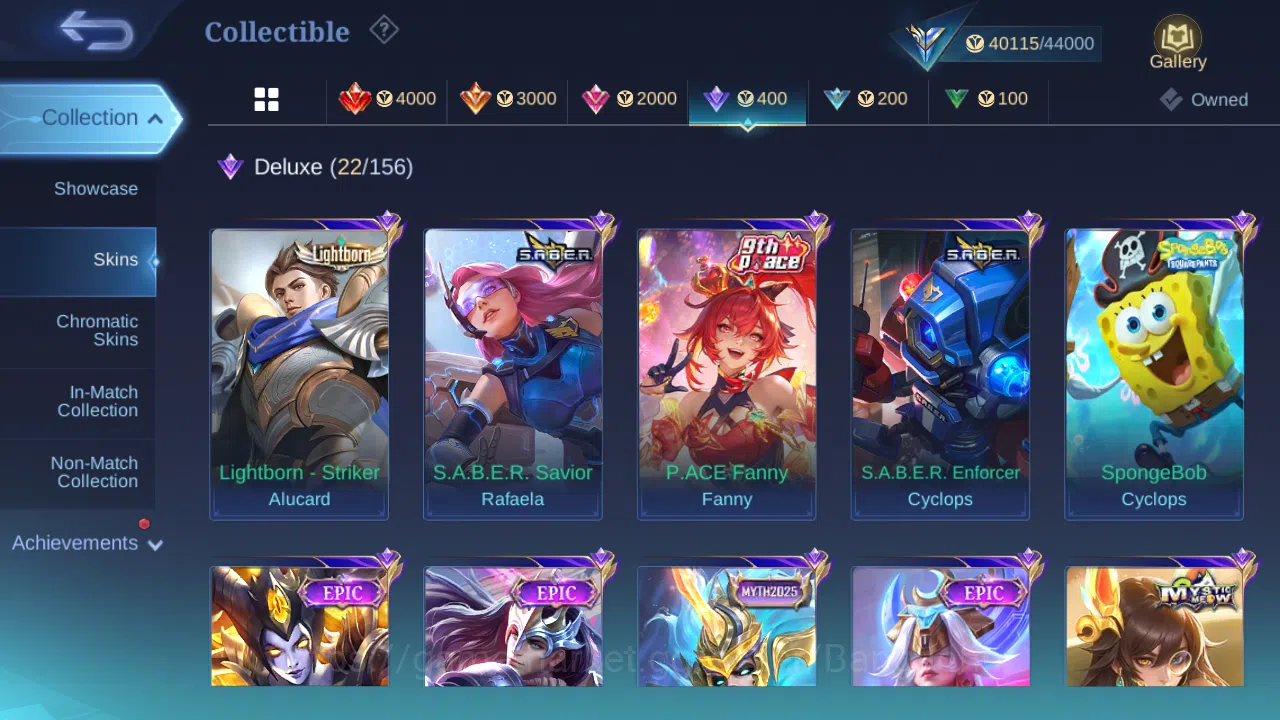 Mobile Legends: Bang Bang Accounts Others H 101 S 156|Prime Granger|KOF Karina|LB Alucard|9th Fanny|Spongebob 14