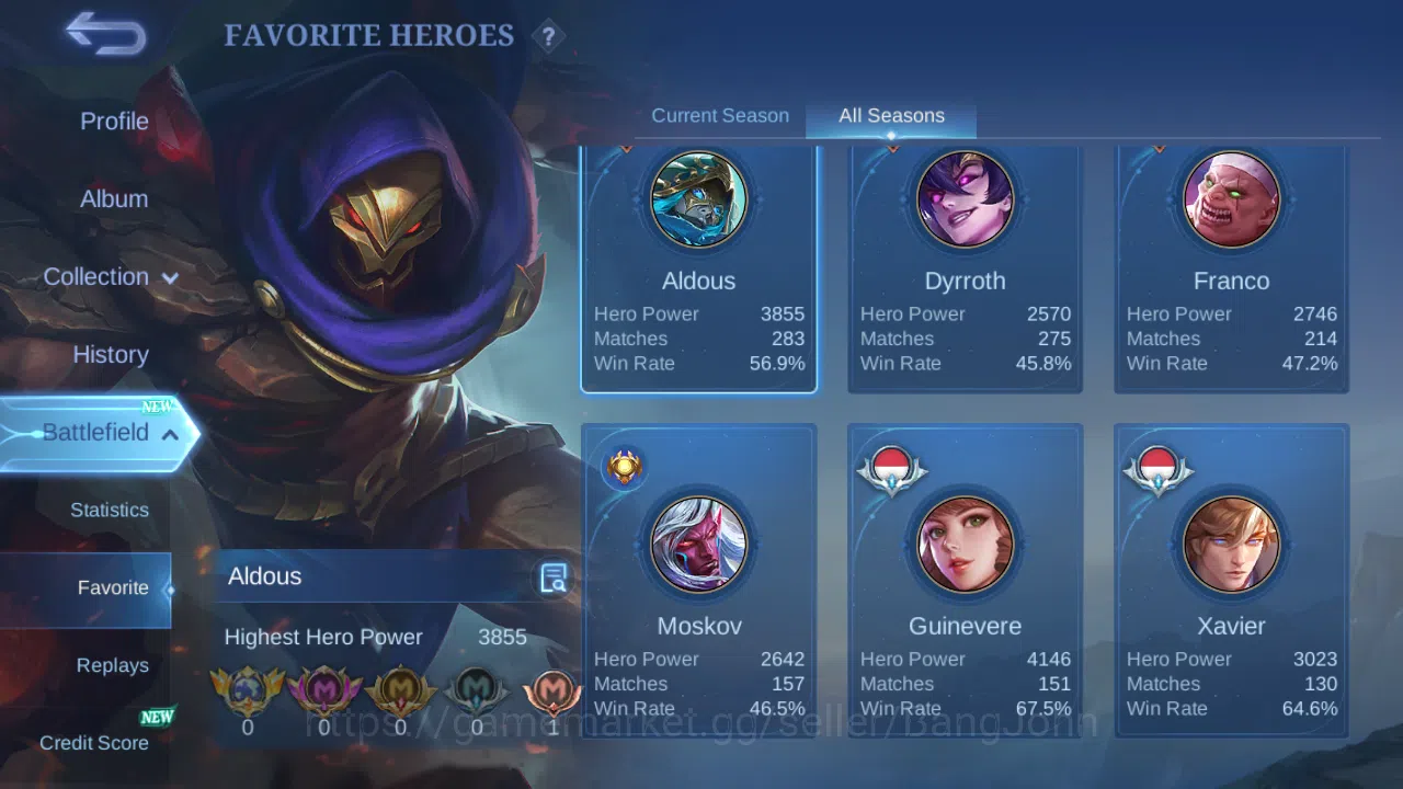 Mobile Legends: Bang Bang Accounts Others H 101 S 156|Prime Granger|KOF Karina|LB Alucard|9th Fanny|Spongebob 4
