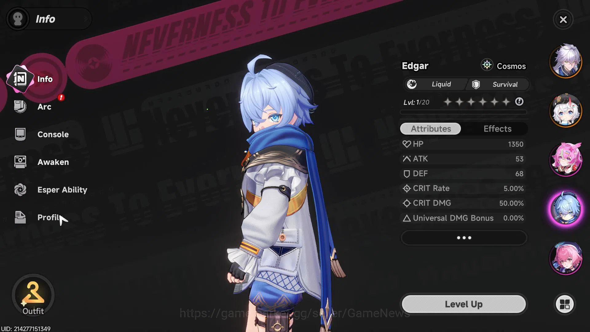 Neverness to Everness Accounts GLOBAL EU |HL 3| 1 SSR Limited Nanally | 4 SR [Min image 11
