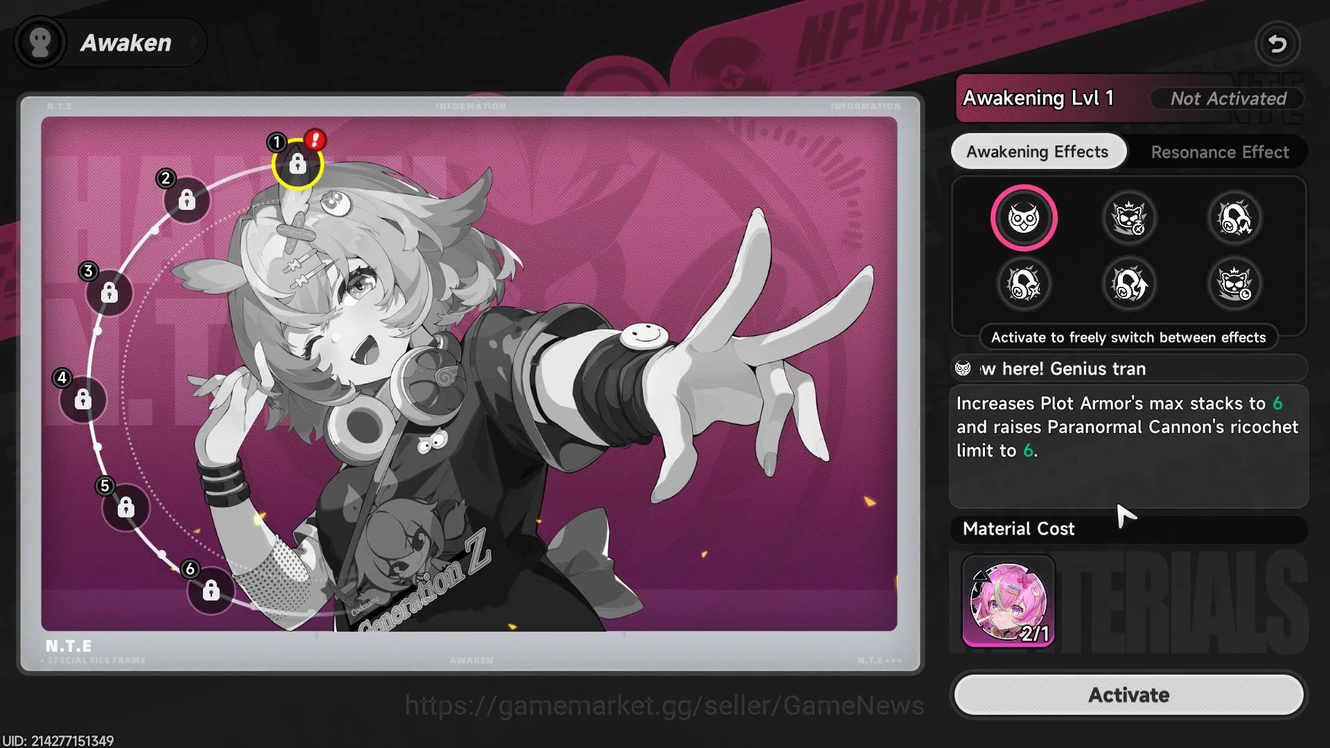 Neverness to Everness Accounts GLOBAL EU |HL 3| 1 SSR Limited Nanally | 4 SR [Min image 9