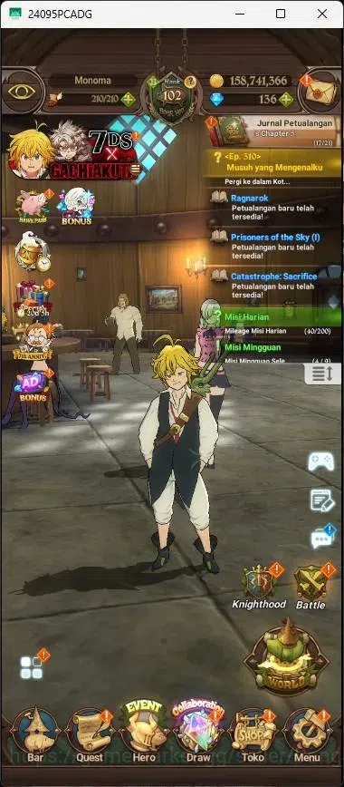 The Seven Deadly Sins: Grand Cross Accounts Others ASIA |5,6M CC|136 DM|5 LR|10 UR|LR Mesis 3/6|UR Menot 2/6,KOTP Tristan 1