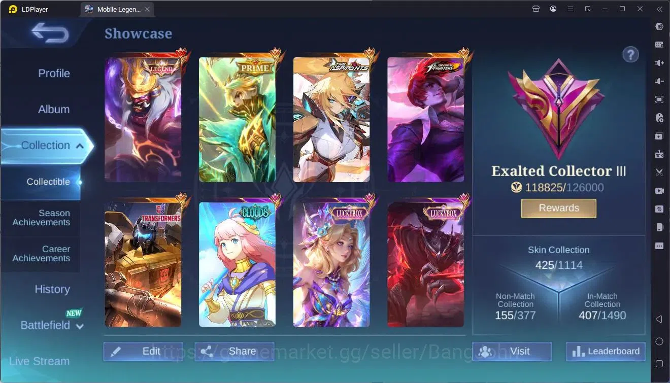 Mobile Legends: Bang Bang Accounts Global|Hero 133|Skin 425|Exalted|Legend Franco|KOF image 2