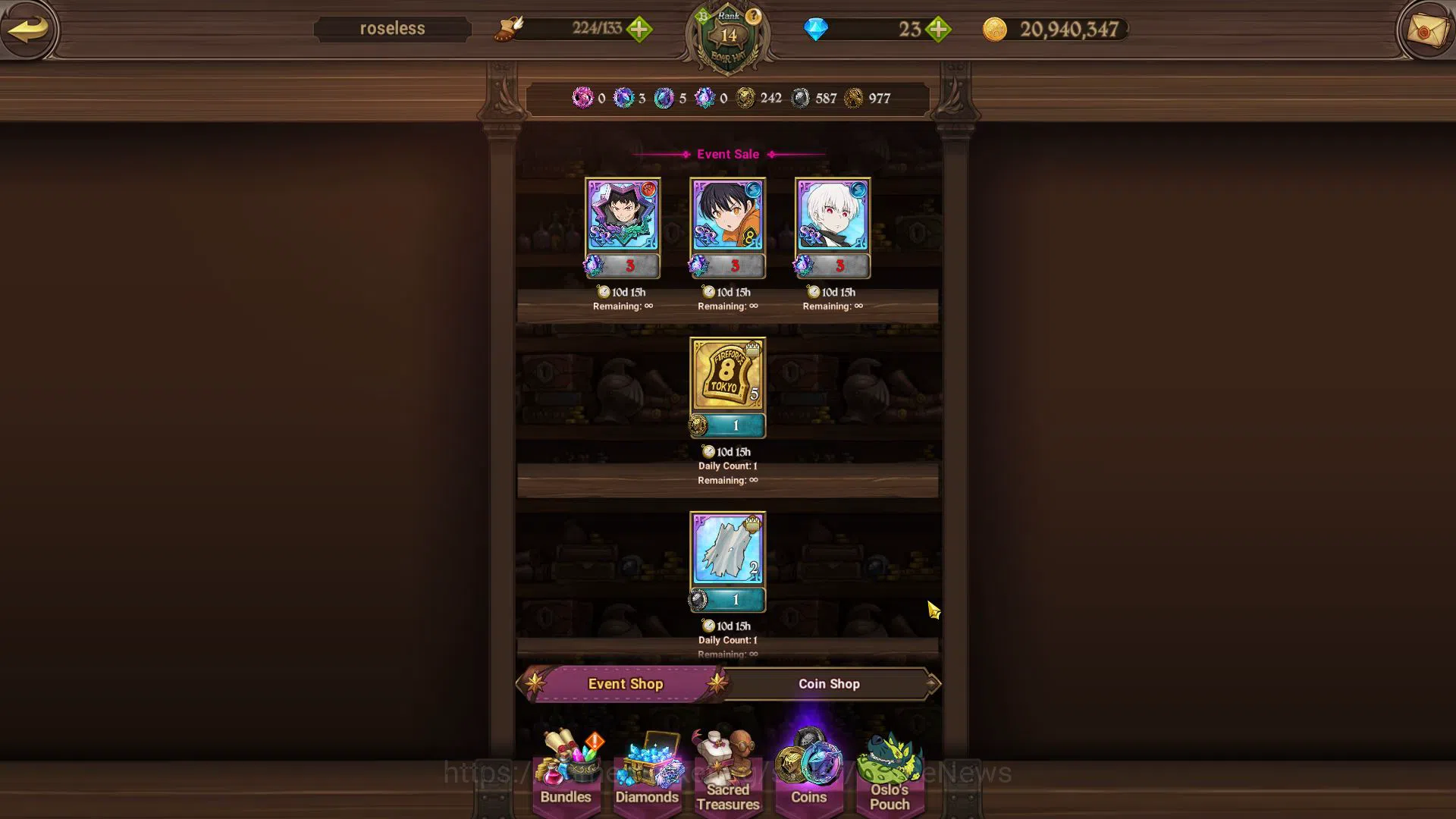 The Seven Deadly Sins: Grand Cross Accounts Midgame Asia|1,1M CC|Starter Ch3|5 UR+Collab Fire 9