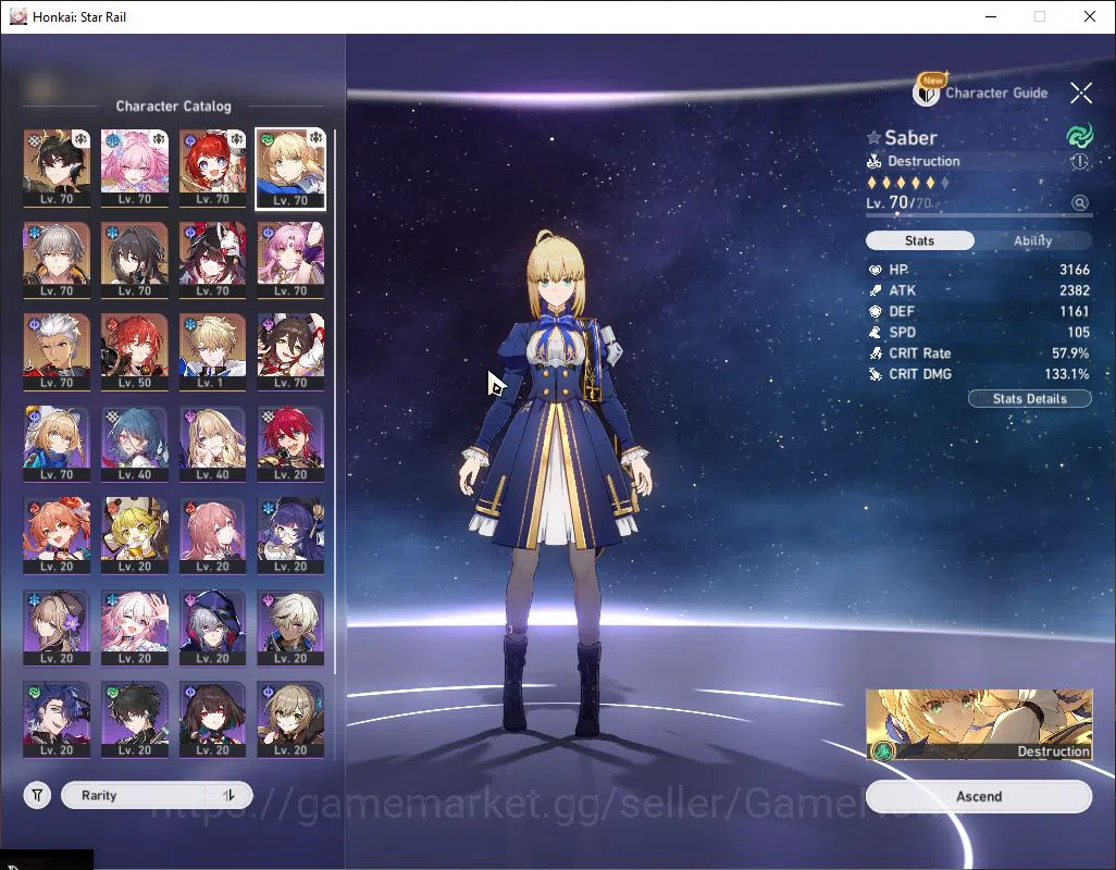 Honkai Star Rail Accounts Mid Game Asia|TL 59|7 Limited|[Saber E1,Archer]+Sign 3