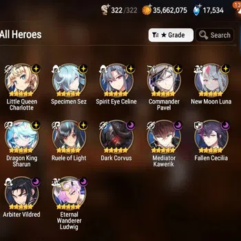 Epic Seven Accounts High-End Global|12ML (Moon Luna, SE Celine, LQC, Ruele, Arbiter) Etc.|Bless ON|SS 17K|Arena Challenger