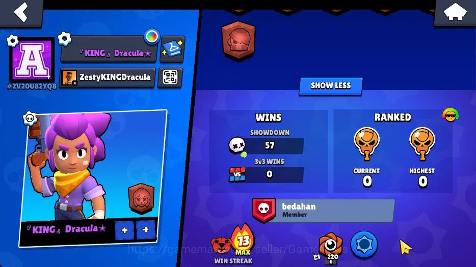 Brawl Stars Accounts 1007 Trophy|10K Bling|16 Brawlers 2 Max Lvl: Nita Shely|5 Epic Edgar,Frank,Stu,Emz,Bo|CN ON|Take 3