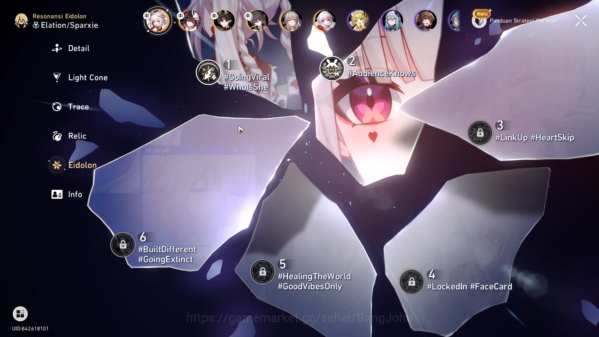 Honkai Star Rail Accounts Others ASIA | Sparxie E2 Sign | Premium Elation Team | MC Female | TL 60 | 4