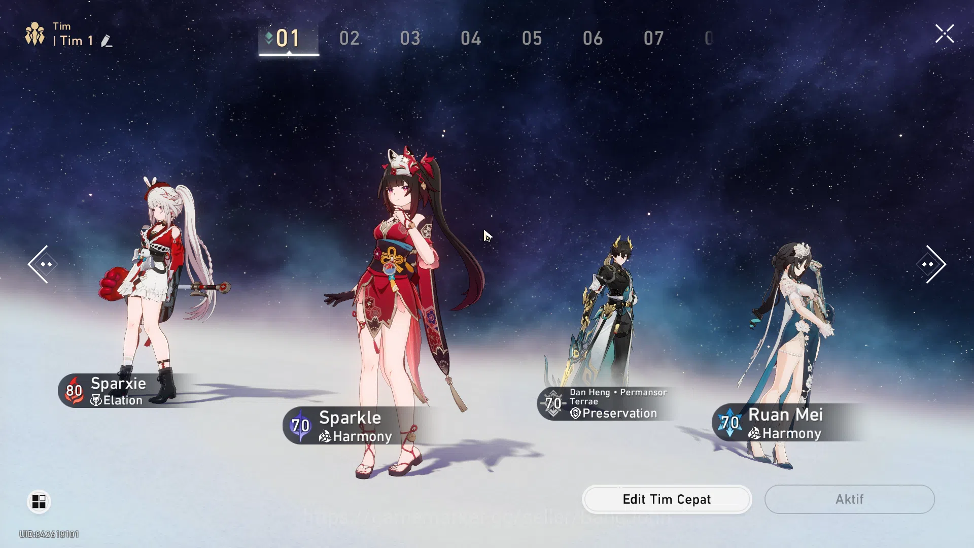 Honkai Star Rail Accounts Others ASIA | Sparxie E2 Sign | Premium Elation Team | MC Female | TL 60 | 5