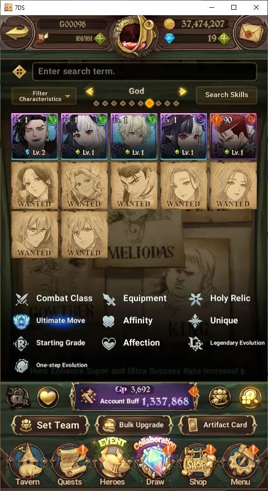 The Seven Deadly Sins: Grand Cross Accounts Endgame Global|1,337,868 Power | Collab: Rimuru, Milim, Shuna 15