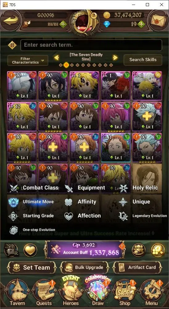 The Seven Deadly Sins: Grand Cross Accounts Endgame Global|1,337,868 Power | Collab: Rimuru, Milim, Shuna 20