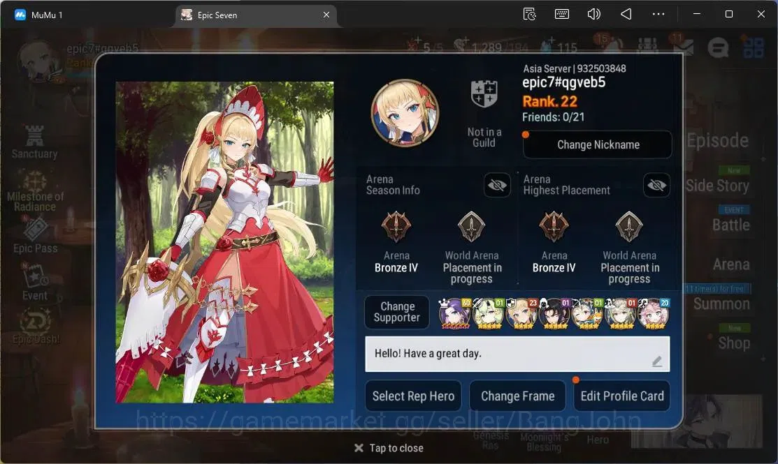 Epic Seven Accounts ASIA Unverif | Starter |3 ML (B Arunka,A Vildred,E image 2
