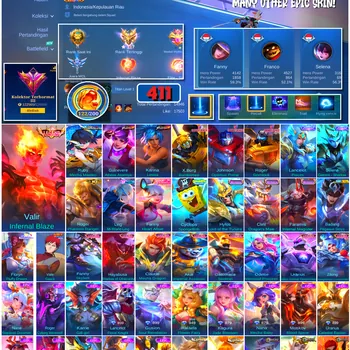 Mobile Legends: Bang Bang Accounts #4628 411 Skins | Valir Infernal Blaze (LEGEND) | Floryn Fluffy Dream (SANRIO