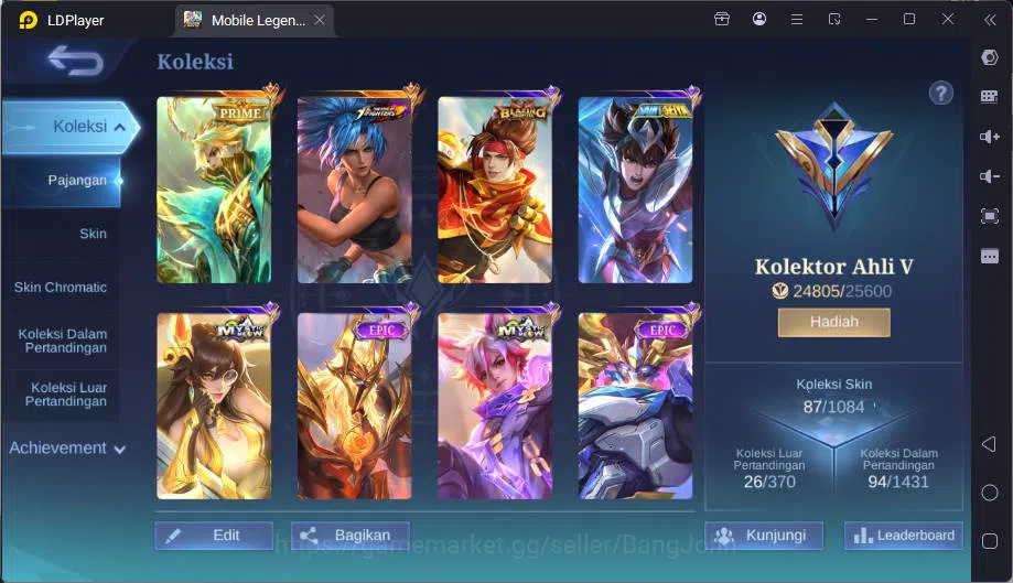 Mobile Legends: Bang Bang Accounts Hero 61|Skin 87|KOF Karina,Prime Granger,Saint Bad image 2