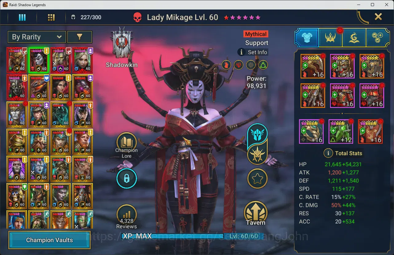 Raid: Shadow Legends Accounts Lv100Max 12MPower|5Mythic(Mezomel,Calamitus,Gizmak image 15
