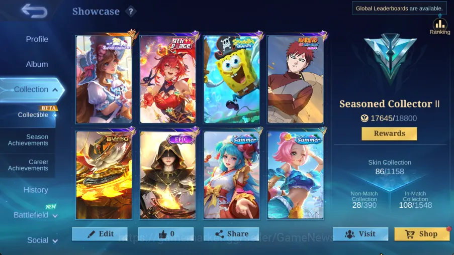 Mobile Legends: Bang Bang Accounts Smurf Hero 52|Skins 86|Ex Glory 67|Sanrio Floryn,SpongB Cyclops,P Ace Fanny,Gaara 1