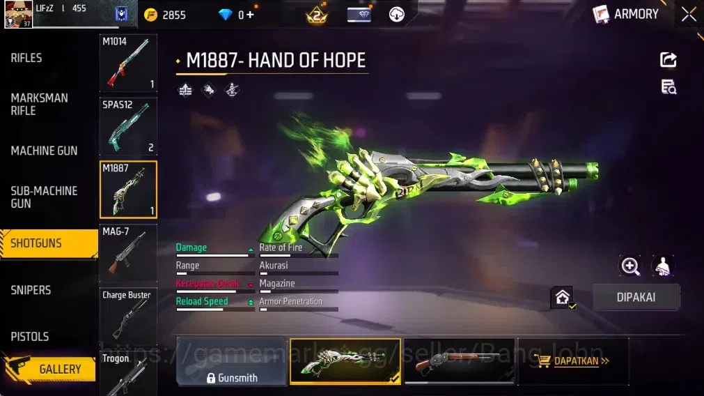 Free Fire Accounts Indonesia | Vault 287 | M1887- Hand of Hope | AK47 image 19