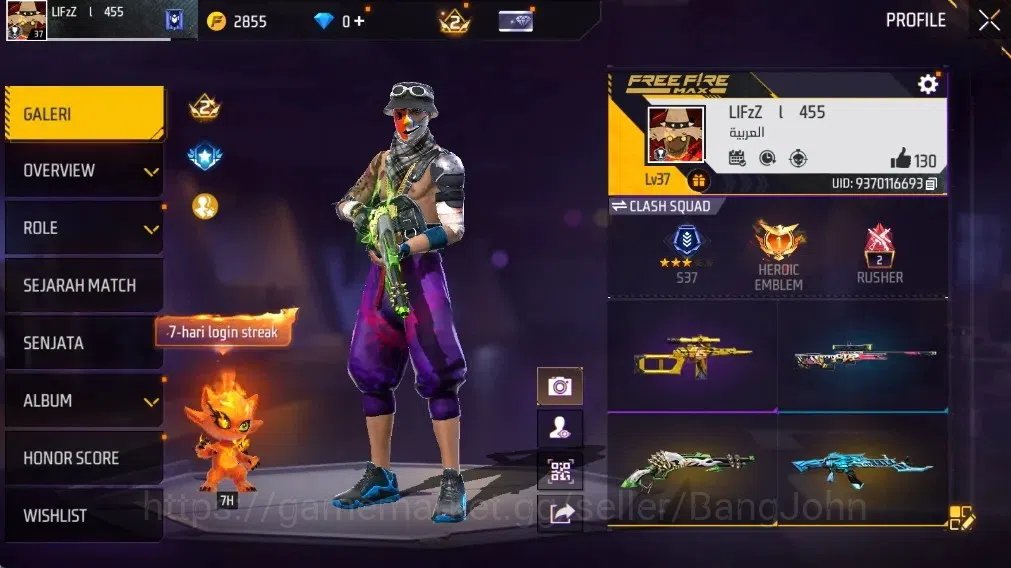 Free Fire Accounts Indonesia | Vault 287 | M1887- Hand of Hope | AK47 image 2