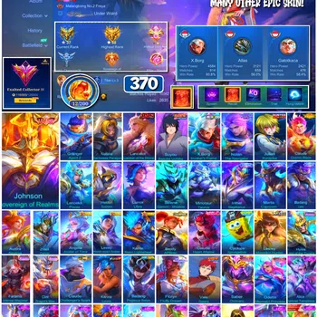 Mobile Legends: Bang Bang Accounts 🔥 #4061 🔥 370 Skins 💎 Suyou Sasuke Uchiha 👑 Legend Johnson Sovereign of Realms ⚔️