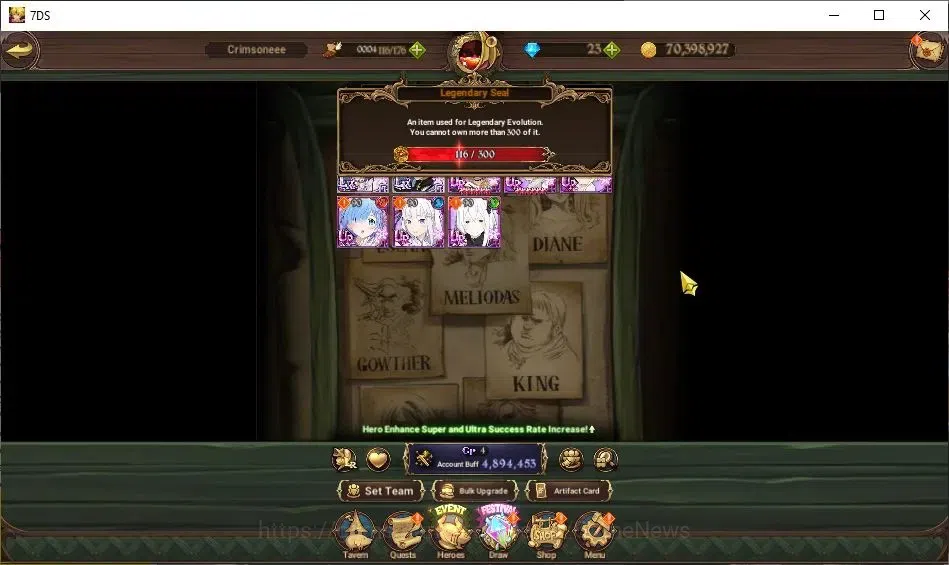 The Seven Deadly Sins: Grand Cross Accounts ASIA|4,8M CC|116 LS|8 LR+8 UR Collab ReZero|N Meli image 5