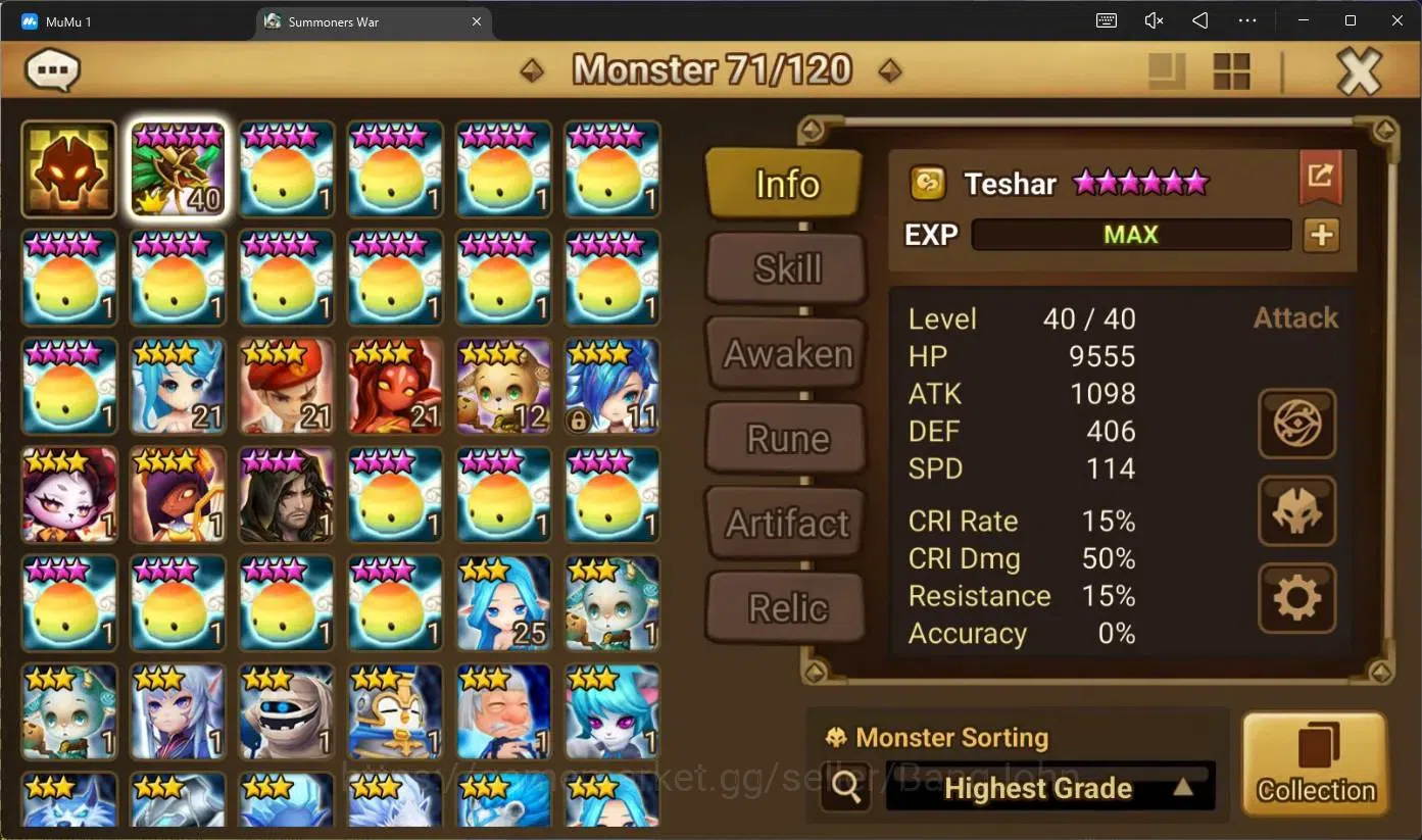 Summoners War: Sky Arena Accounts GLOBAL | NB 5 TESHAR,Starter Gacha 115 12Y+160 11Y image 2