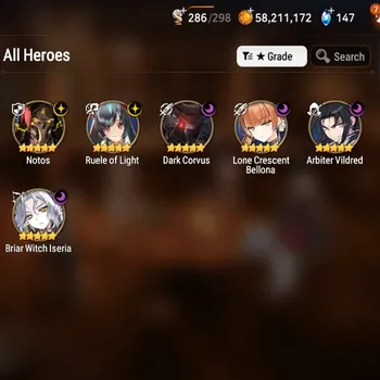 Epic Seven Accounts Others Global UnVerif|Mor 56|6 ML(Notos,LC Bellona,Ruele,AB Vildred,etc)+Mei Lin,AS