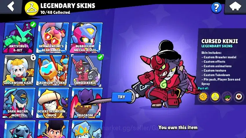Brawl Stars Accounts Lvl 78|22K Trophy|88 Brawlers 24 MAX Lvl|5 Hypch Skins [DA Edgar,DM mortis] 10 Legend 6 Myth 44 13