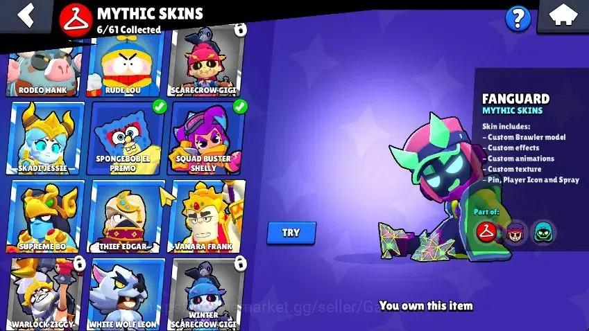 Brawl Stars Accounts Lvl 78|22K Trophy|88 Brawlers 24 MAX Lvl|5 Hypch Skins [DA Edgar,DM mortis] 10 Legend 6 Myth 44 17