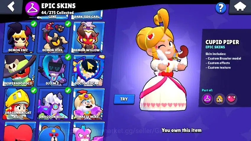Brawl Stars Accounts Lvl 78|22K Trophy|88 Brawlers 24 MAX Lvl|5 Hypch Skins [DA Edgar,DM mortis] 10 Legend 6 Myth 44 19