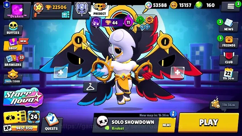 Brawl Stars Accounts Lvl 78|22K Trophy|88 Brawlers 24 MAX Lvl|5 Hypch Skins [DA Edgar,DM mortis] 10 Legend 6 Myth 44 2
