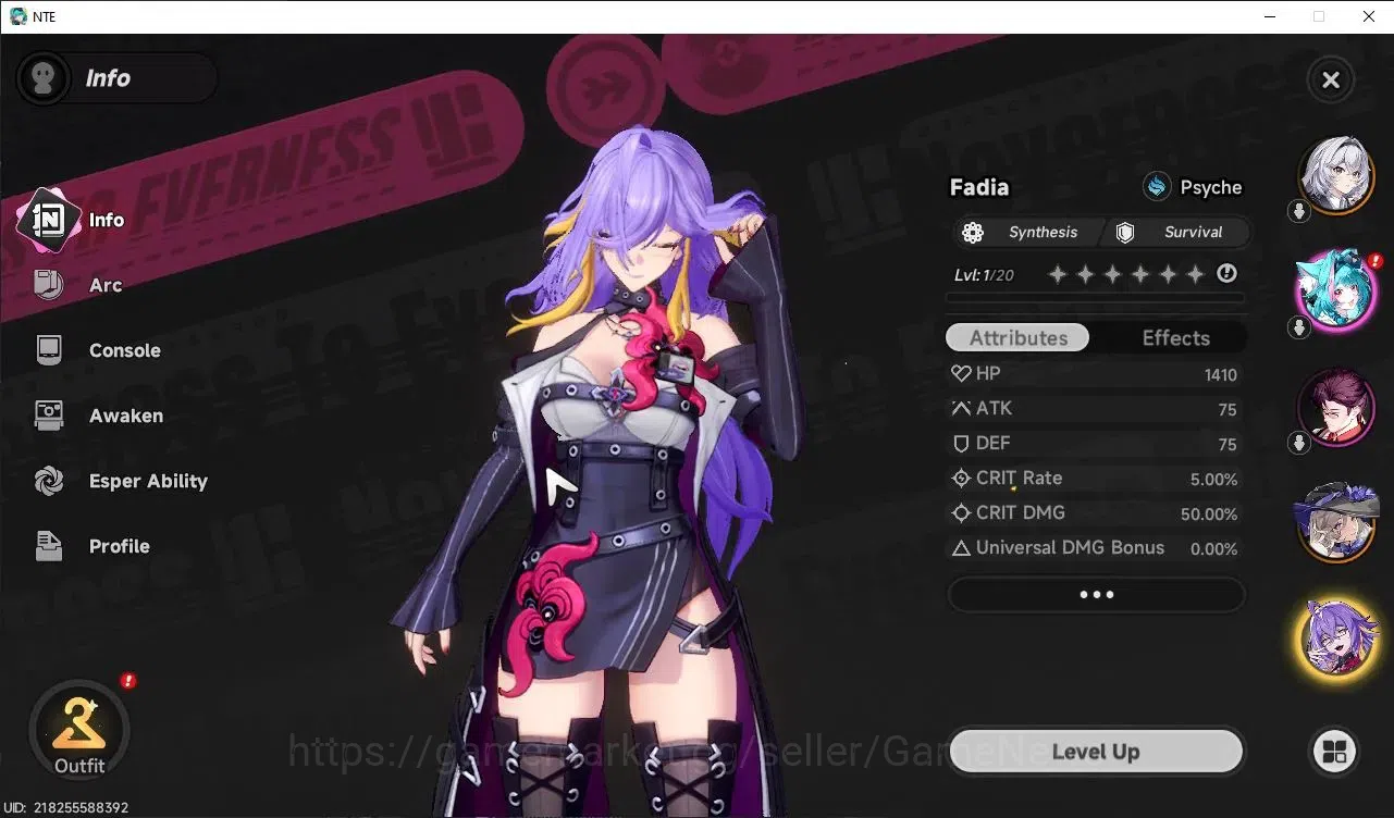 Neverness to Everness Accounts Global EU |HL 3| 3 SSR Jiuyuan, Daffodill, Fadia |6 SR 2