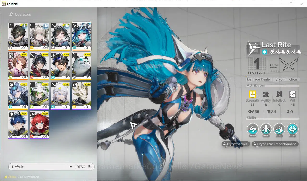 Arknights: Endfield Accounts NA/EU Lv2|1,8k Arsenal|2SSR(Ardelia,Last Rite)+6SR image 1