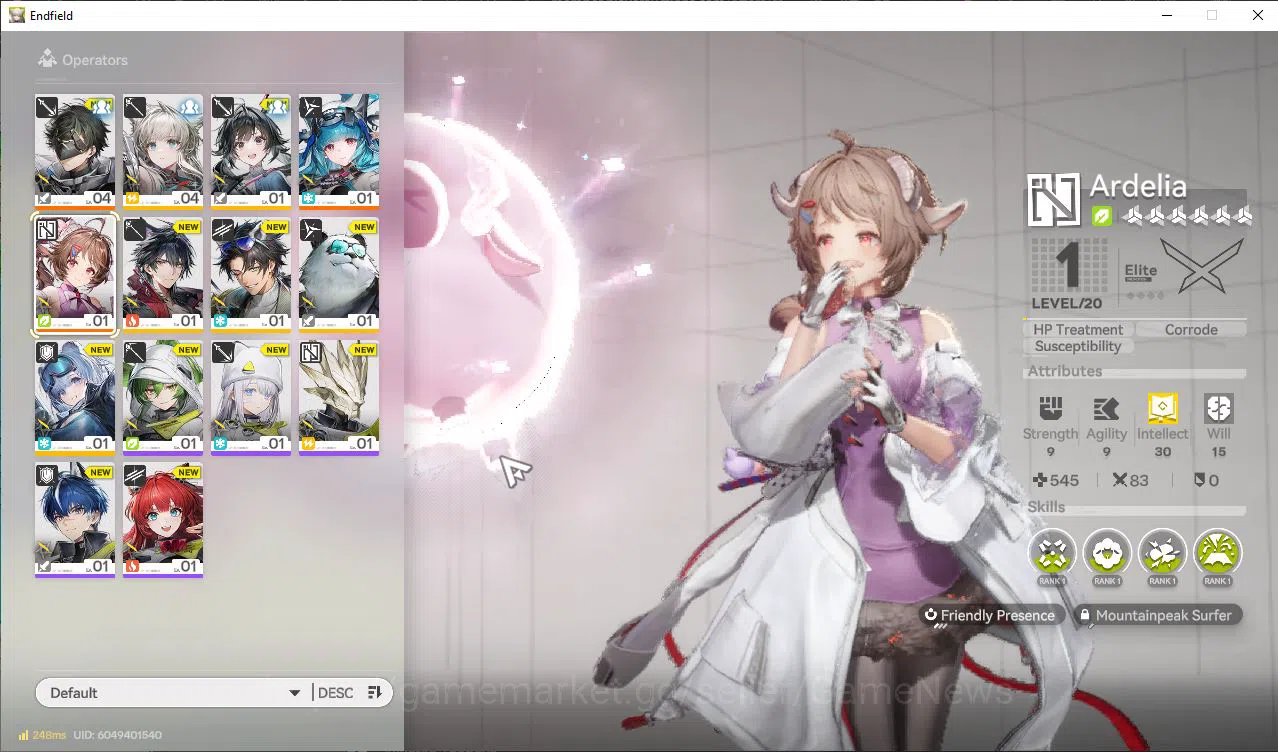 Arknights: Endfield Accounts NA/EU Lv2|1,8k Arsenal|2SSR(Ardelia,Last Rite)+6SR Operators|1 5*WP |100 Oro+3 2