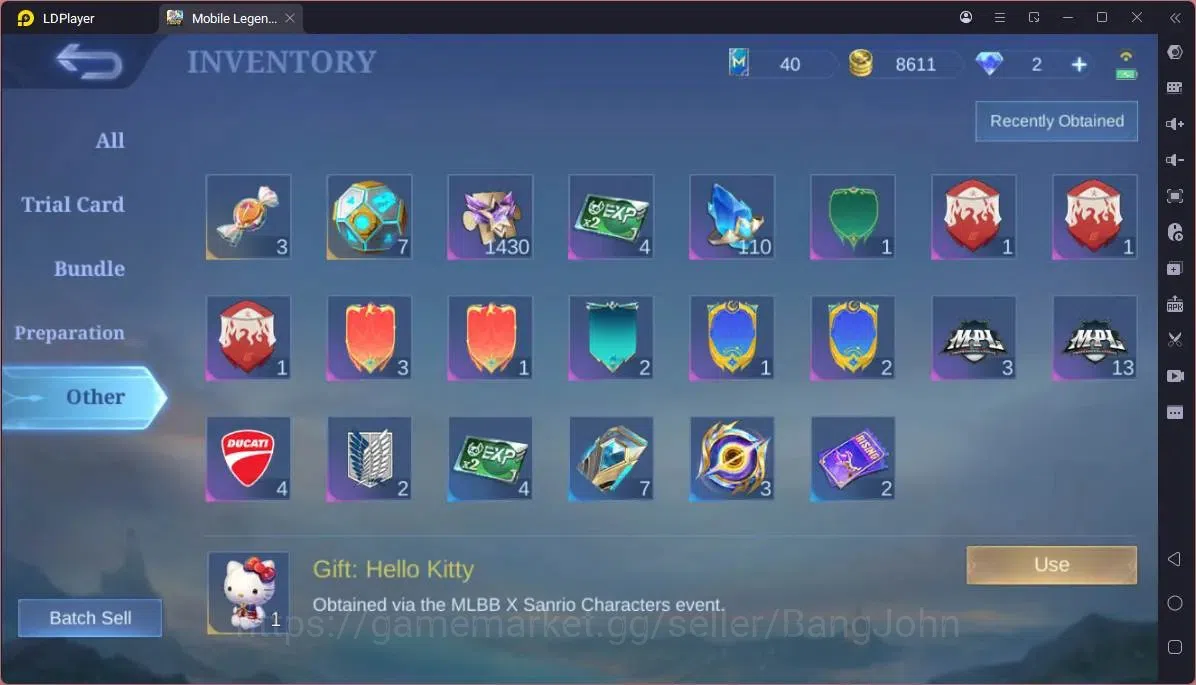 Mobile Legends: Bang Bang Accounts GLOBAL Hero 94 Skin 181|9th Fanny|Rising Lolita|M image 1
