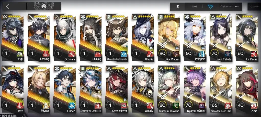 Arknights Accounts High-End Lv 63|189 OP+20 Skin|12,5K Oru+82 Originium|9 Limited+Full Collab 10
