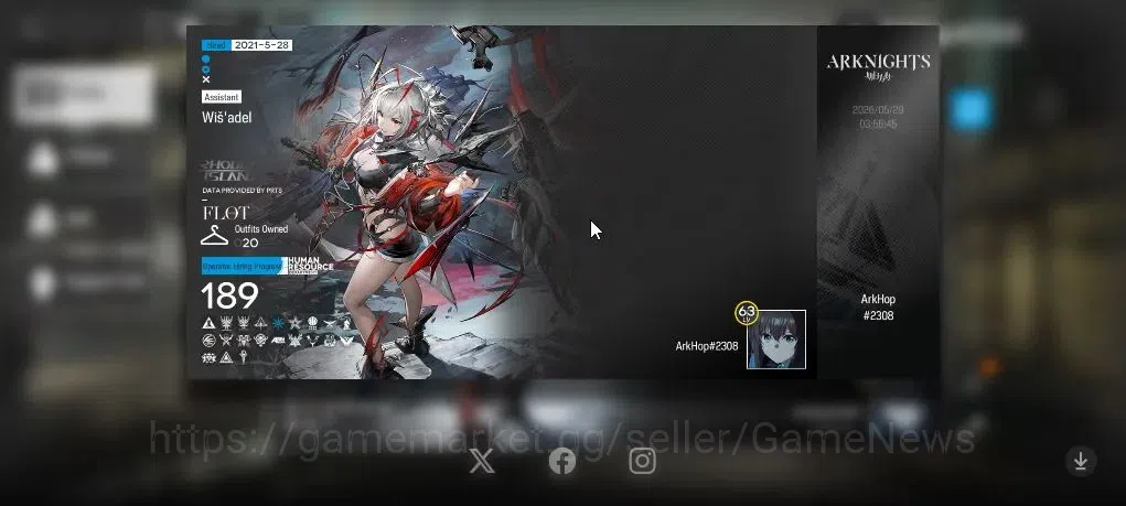 Arknights Accounts High-End Lv 63|189 OP+20 Skin|12,5K Oru+82 Originium|9 Limited+Full Collab 3