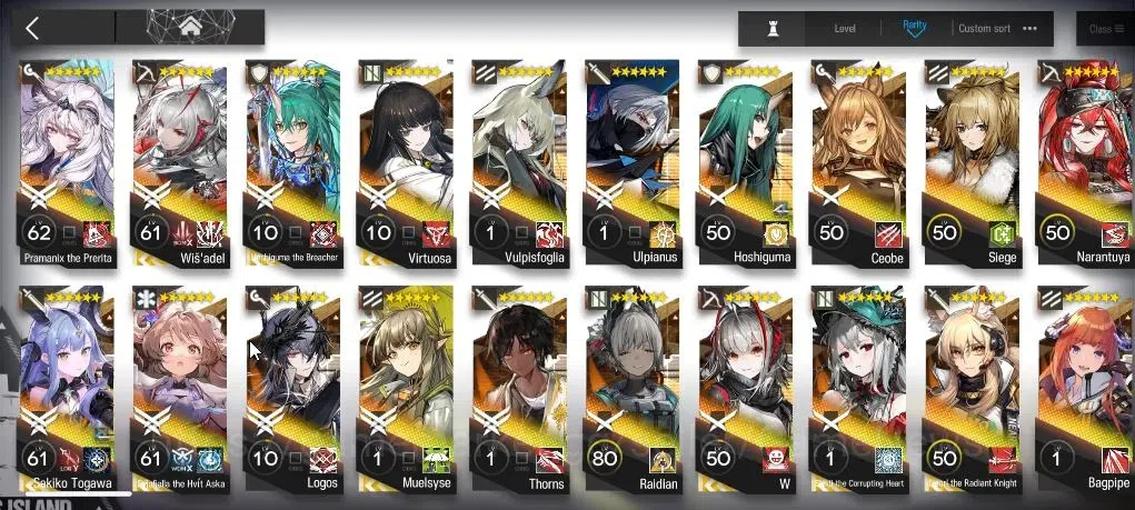 Arknights Accounts High-End Lv 63|189 OP+20 Skin|12,5K Oru+82 Originium|9 Limited+Full Collab 9