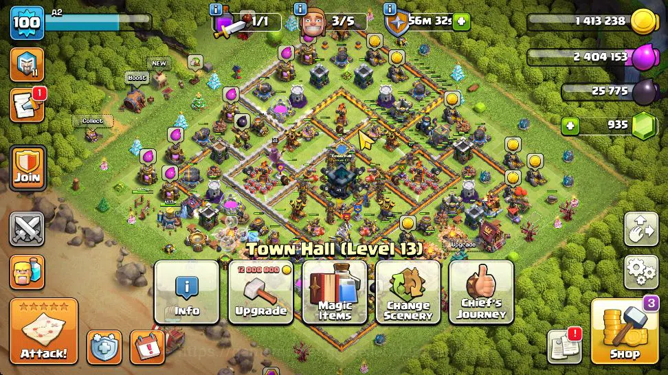 Clash of Clans Accounts TH 13 - BH 6|Limited Skin|LV 100|HH 7|BK 49,AQ 52, image 1