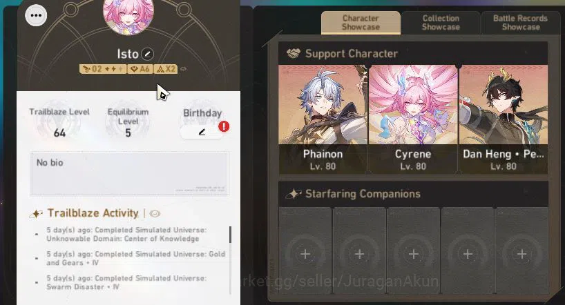 Honkai Star Rail Accounts Asia |Tl 64|Ready Gacha 32k StellarJade 5 Limit[Da image 3